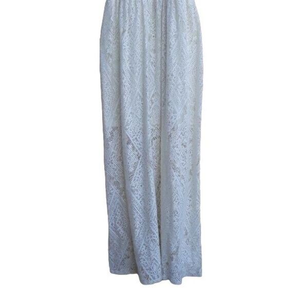 As U Wish Dress Boho Peasant Lace Mini Lined Maxi Racerback Cream Sz S - Picture 5 of 9